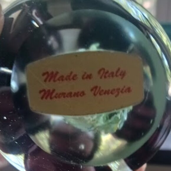Rare Murano Vtg Paperweight; Burgundy Trumpet Flowers w/ Controlled Bubbles - Picture 4 of 6